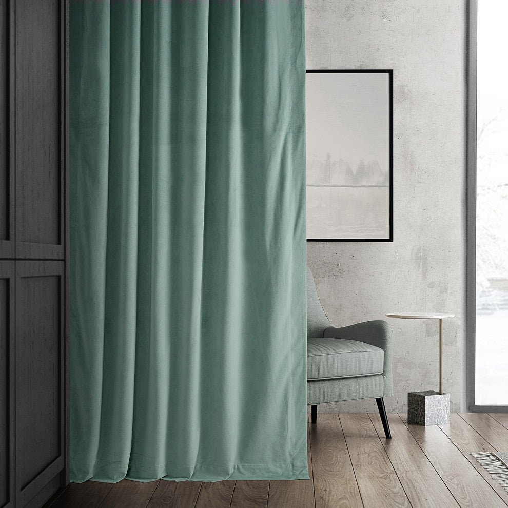 Signature Aqua Mist Blackout Velvet Curtain Single Panel, 50"x120"
