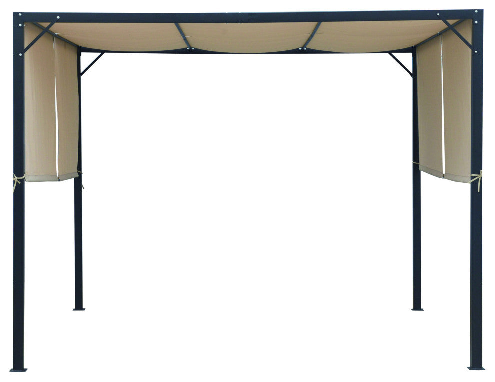 GDF Studio Wendy Outdoor Steel Framed 10' by 10' Gazebo, Beige