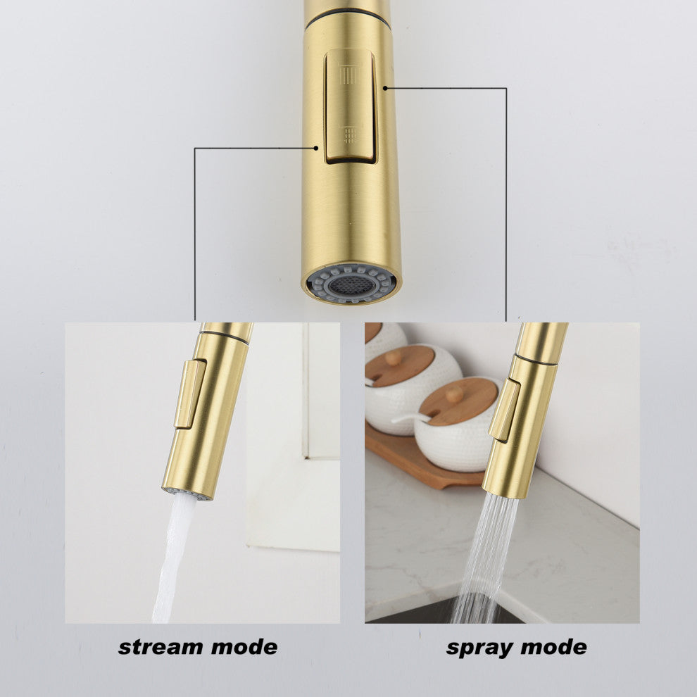 Wellfor Touch Kitchen Sink Faucet With Pull Down Sprayer, Single-Handle, Brushed Gold