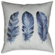 Laural Home Indigo Feathers II 18" X 18" Indoor Decorative Pillow