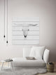 "Boho Skull Grey" Print on White Wood, 40"x40"