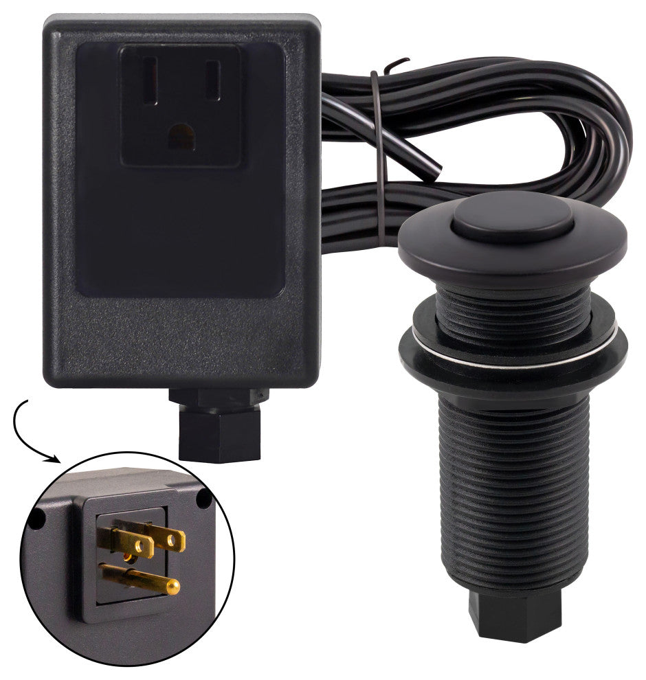 Disposal Air Switch And Single Outlet Control Box In Powder Coated Flat Black