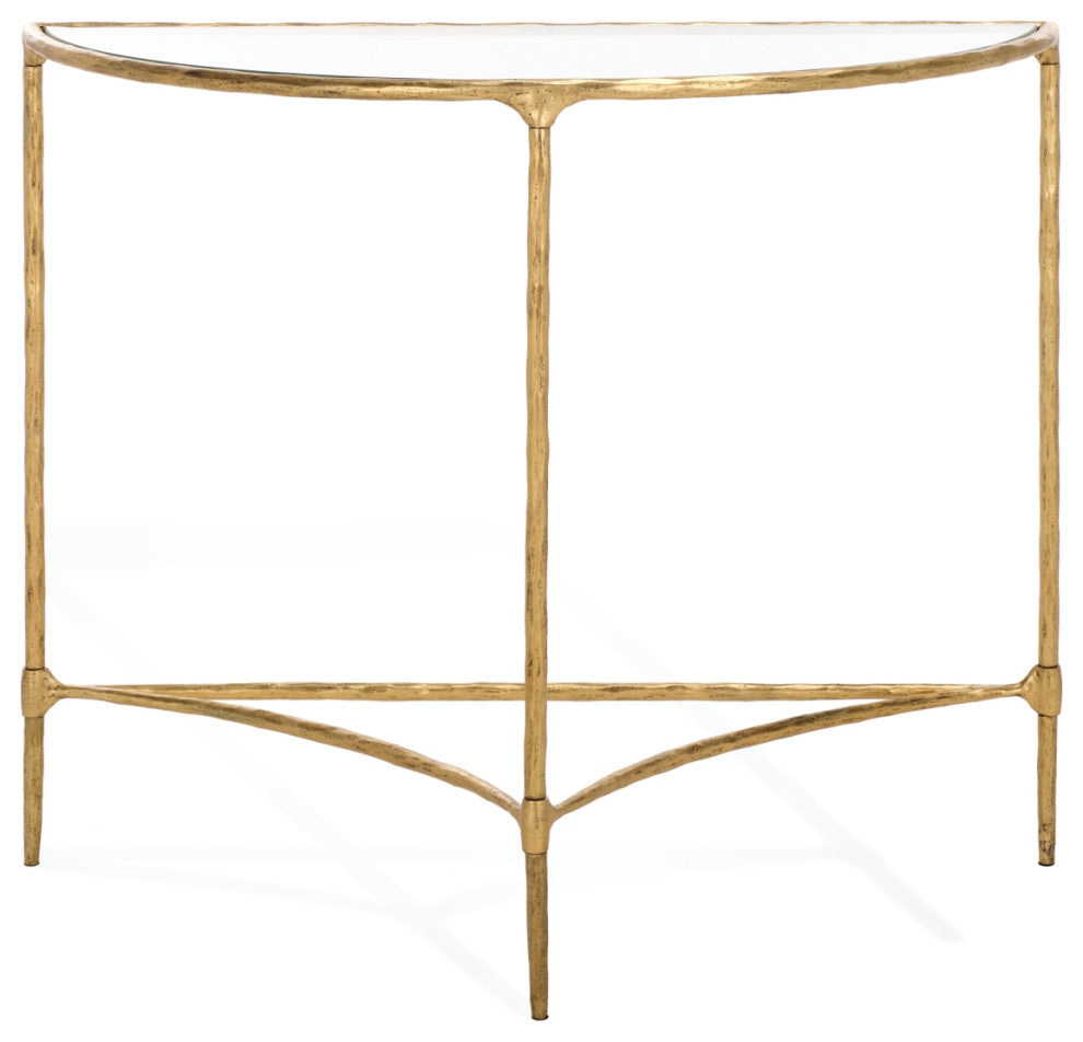 Safavieh Couture Isabellina Half Moon Console, Brass/Clear