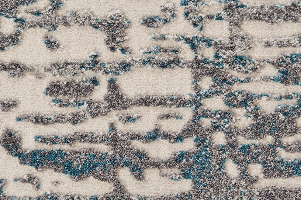 Weave & Wander Plaza Rug, Gray/Turquoise, 10'x13'2"