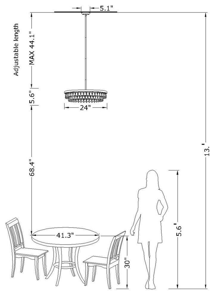 Mia Crystal 6-light Chandelier, Matte Silver