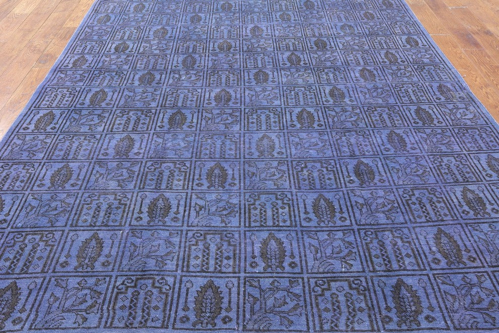 High Quality Purple Overdyed 7'x10' Oriental Hand Knotted Wool Area Rug