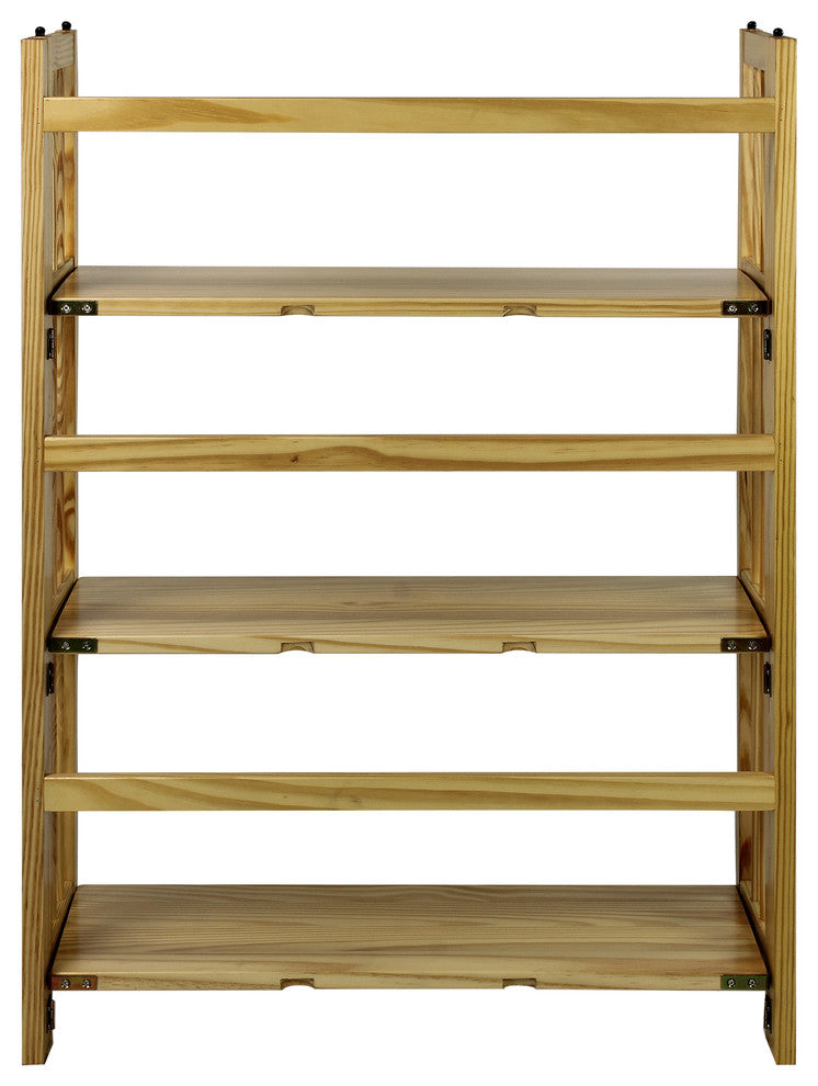3 Shelf Folding Bookcase, Natural, Large, 3 Shelf