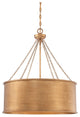 6 Light Pendant, Gold Patina