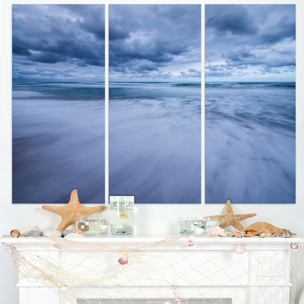 "Stormy Clouds Over Ocean" Metal Wall Art, 3 Panels, 36"x28"