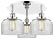 Bell-3 Light 20" Flush Mount-Polished Chrome, Clear Glass Shade
