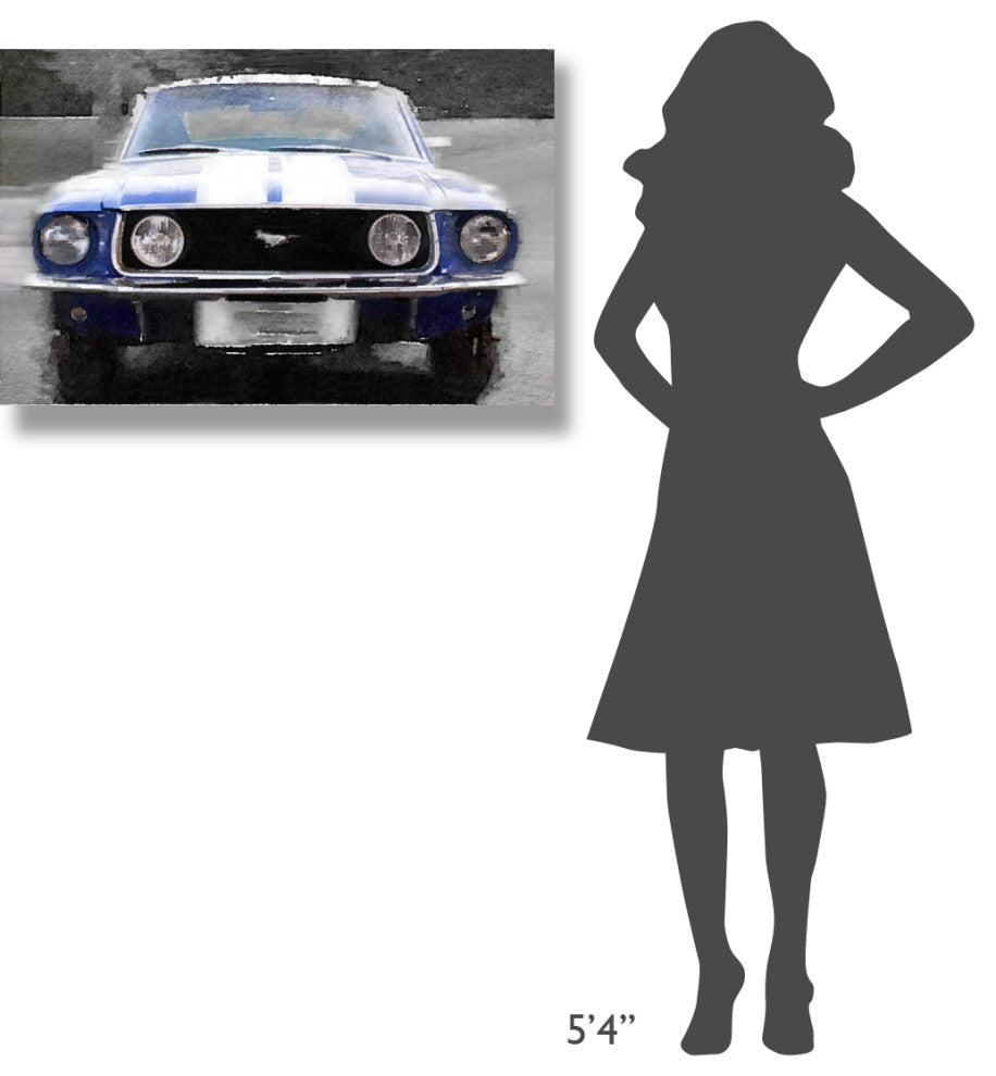 "1968 Ford mustang Front End Watercolor" Fine Art Print