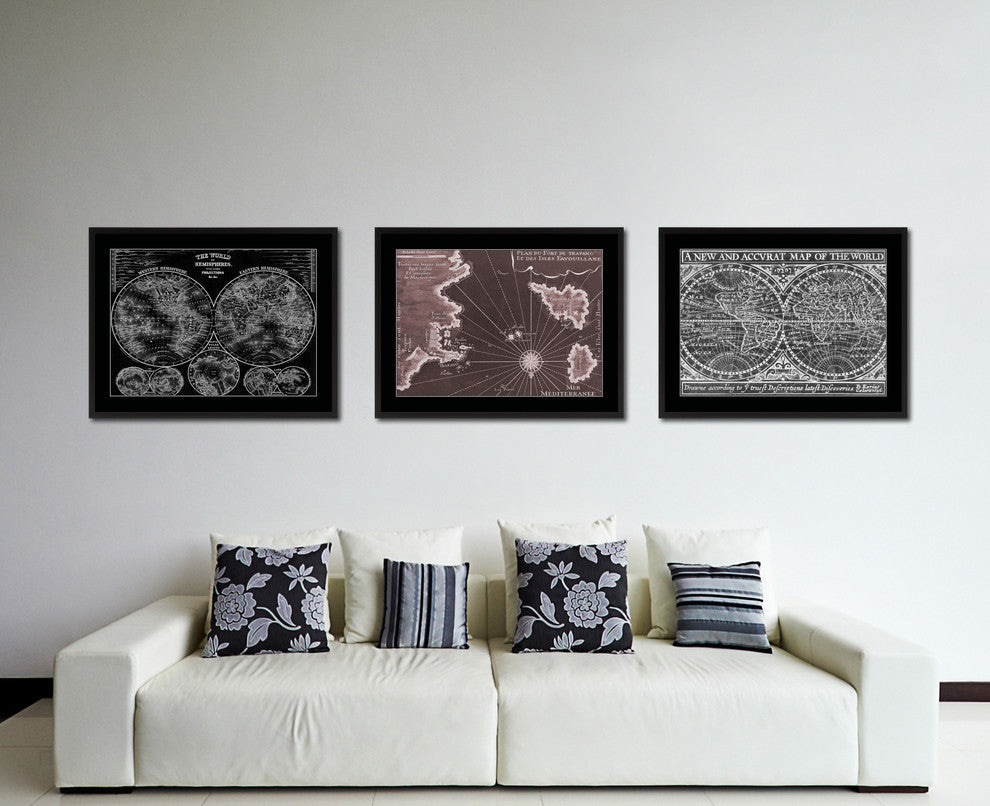 Sicily West Aegadian Islands Vintage Vivid Sepia Map Canvas, 28"x37"