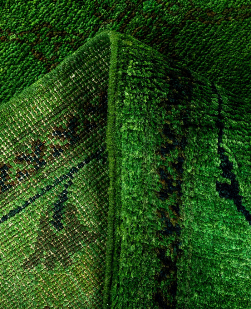 Overdyed One-of-a-Kind Hand-Knotted Area Rug Green, 4' 9" x 6' 7"
