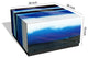 "Blue Run Off" Reverse Printed Glass Side Table with Black Plinth Base Set of 2