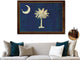 South Carolina State Vintage Flag Print With Brown Gold Frame, 15"X21"