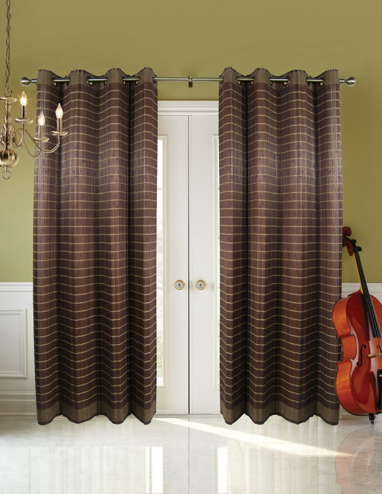 Versailles Bamboo Wood Curtain Panel With Grommets, 48"x84" Walnut