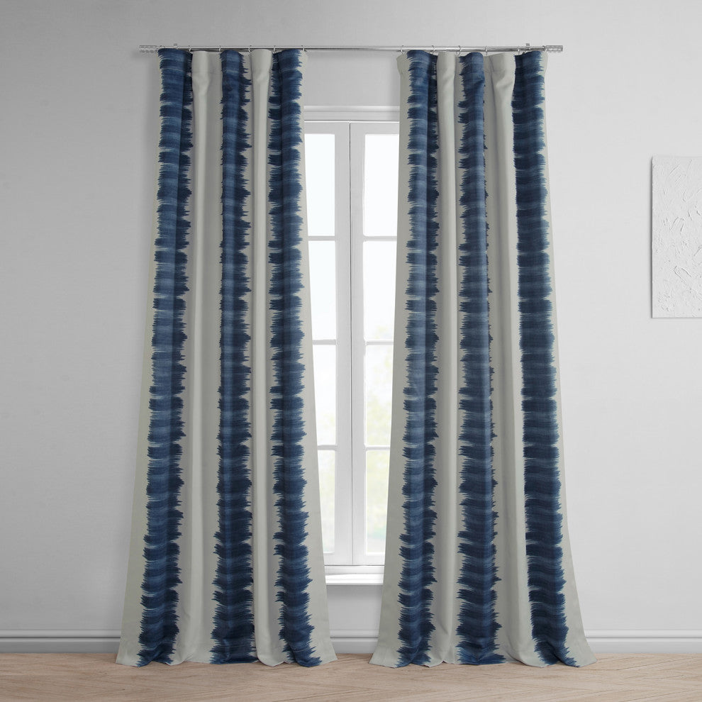 Flambe Blue Blackout Room Darkening Curtain, Set of 2, 50"x120"