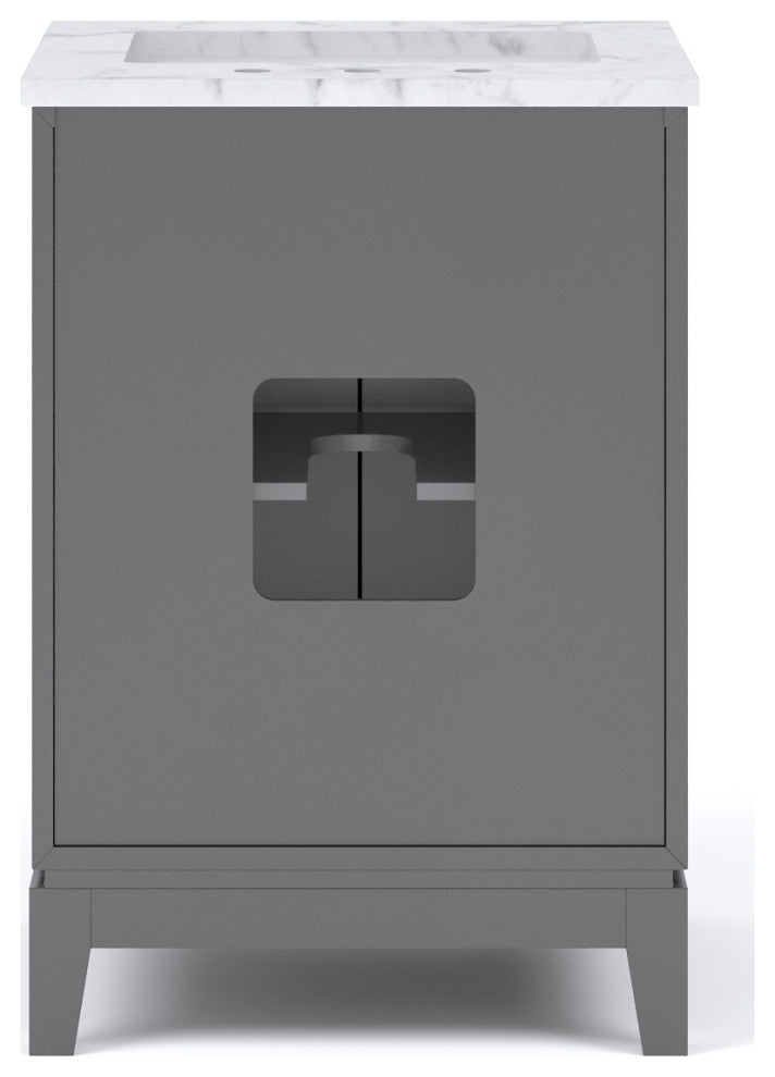 Elizabeth 24" Single Sink Carrara White Marble Vanity, Cashmere Gray