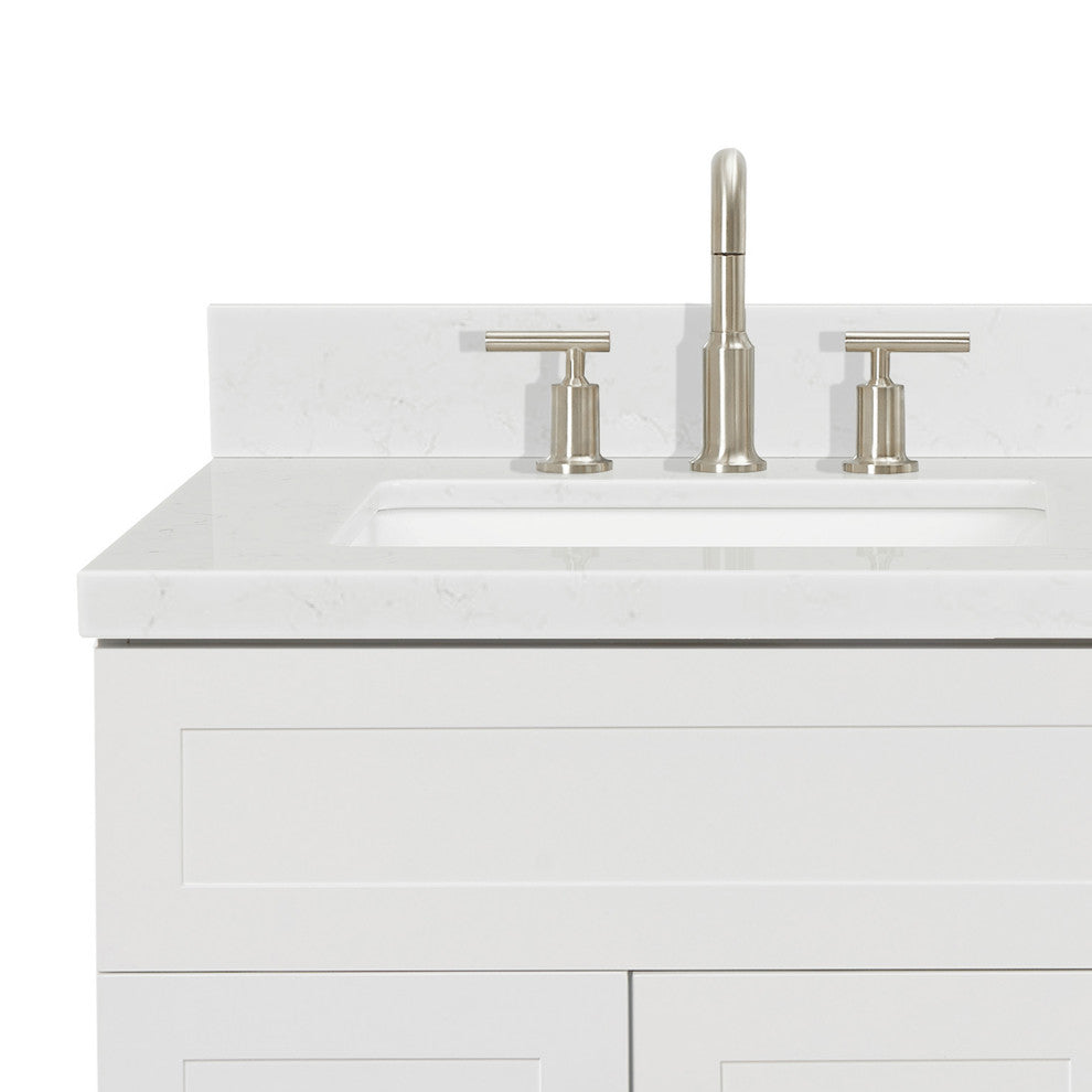 Ariel Hamlet 36" Single Left Rectangle Sink Bathroom Vanity, Carrara Quartz