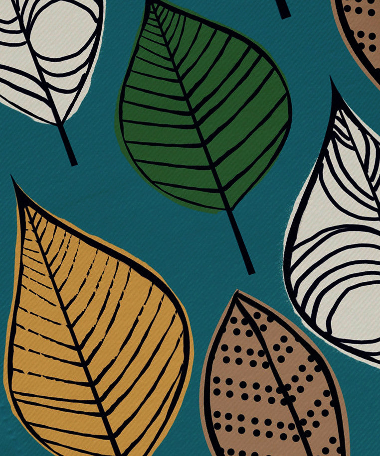 Autumn Leaves Floral Print Napkin, Set of 4, Teal