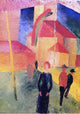 August Macke Church with Flags - 18" x 27" Premium Canvas Print
