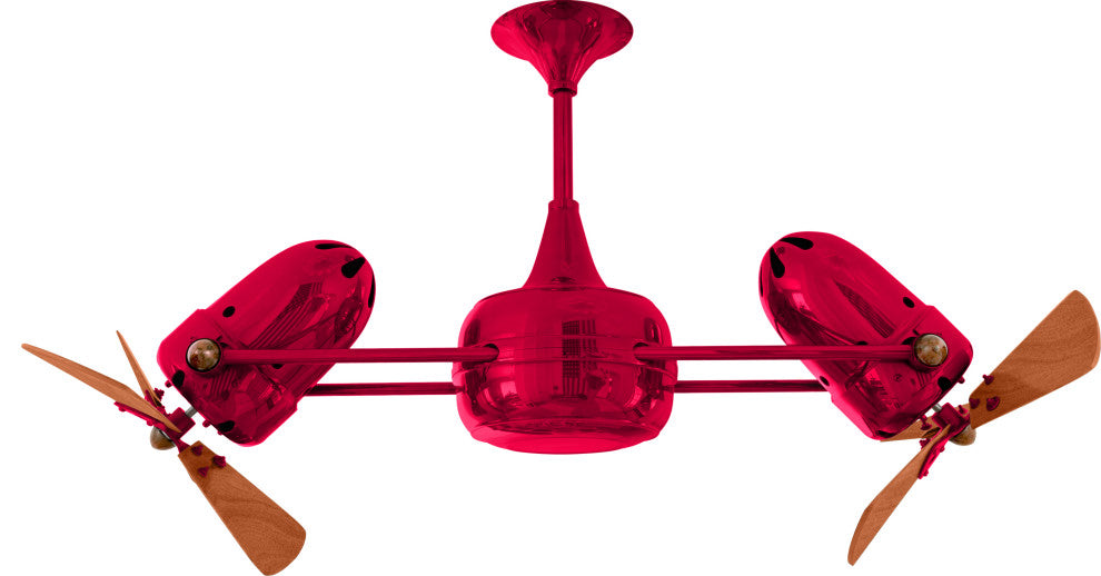 Duplo Dinamico Rotational Ceiling Fan With Mahogany Blades, Red