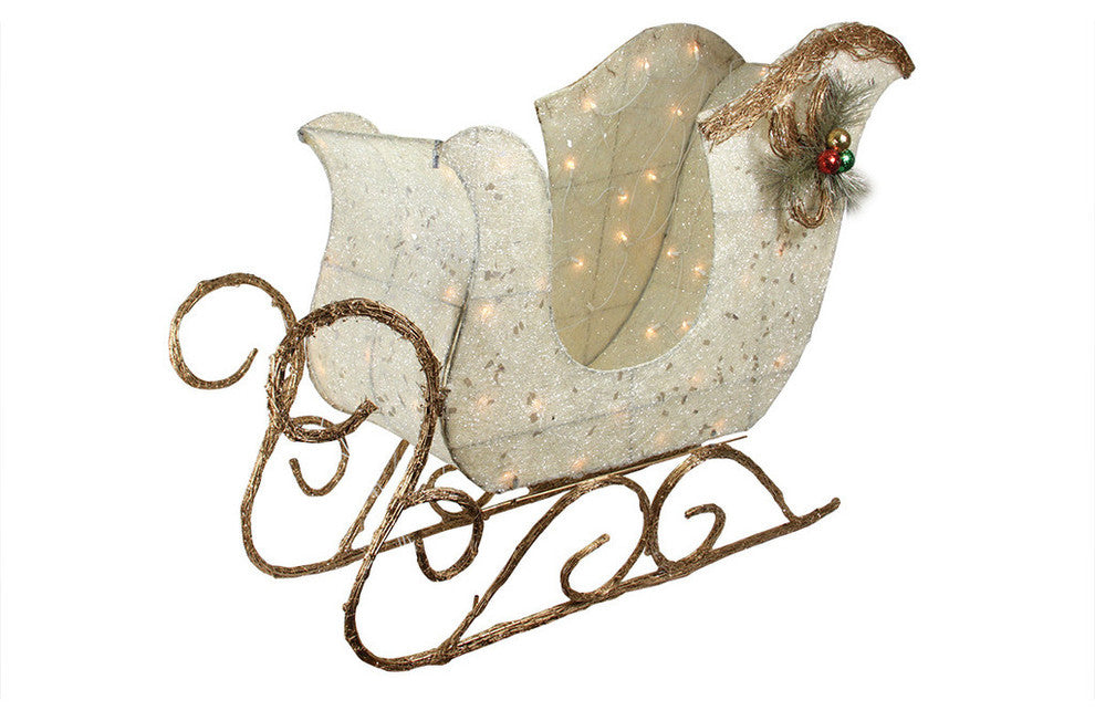 Sisal Glittering Lighted Christmas Sleigh Yard Art Decoration