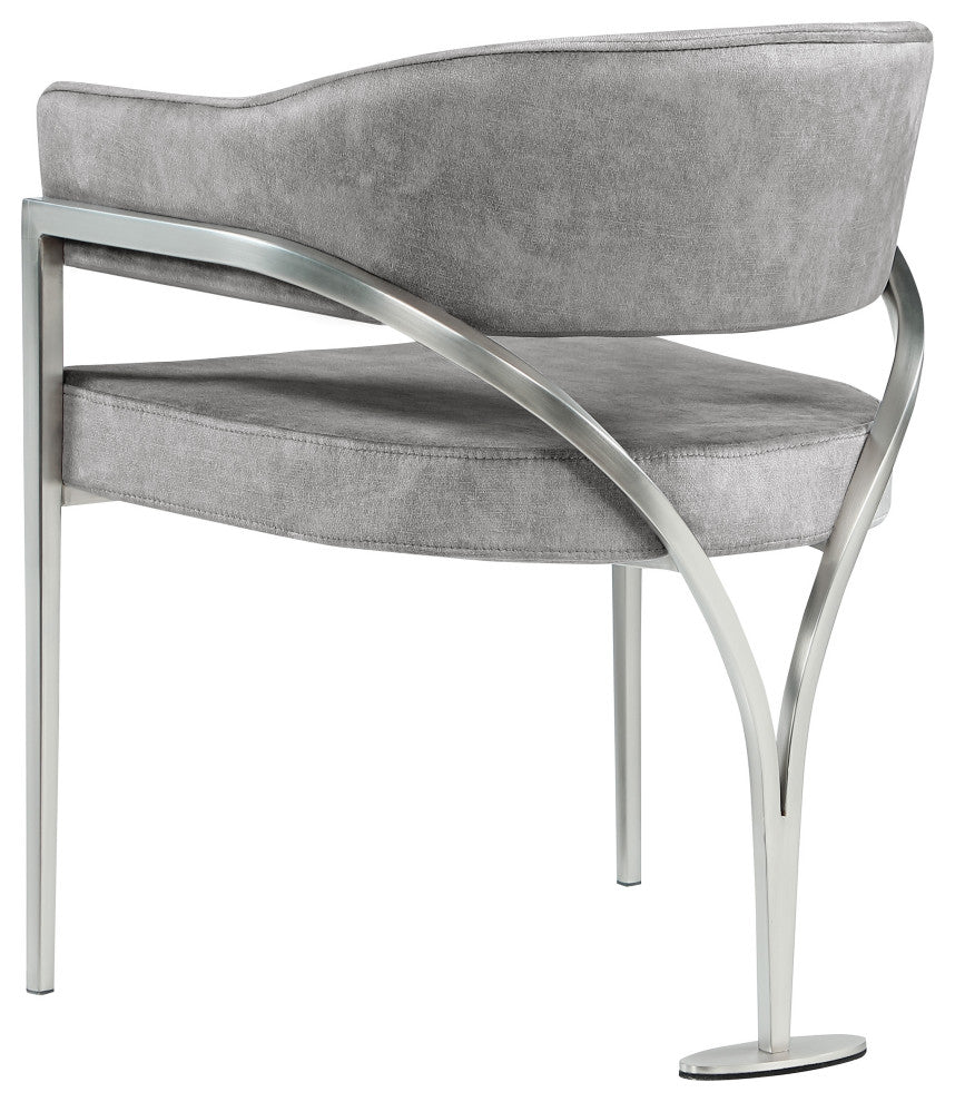 Madelyn Upholstered Dining Chair, Set of 2, Gray, Velvet, Silver Finish
