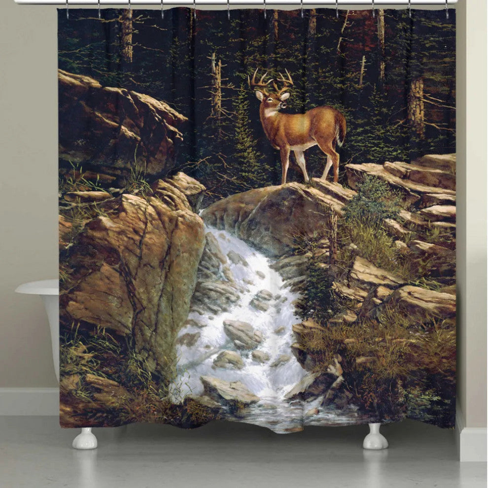 Laural Home Deer Above the Falls Shower Curtain