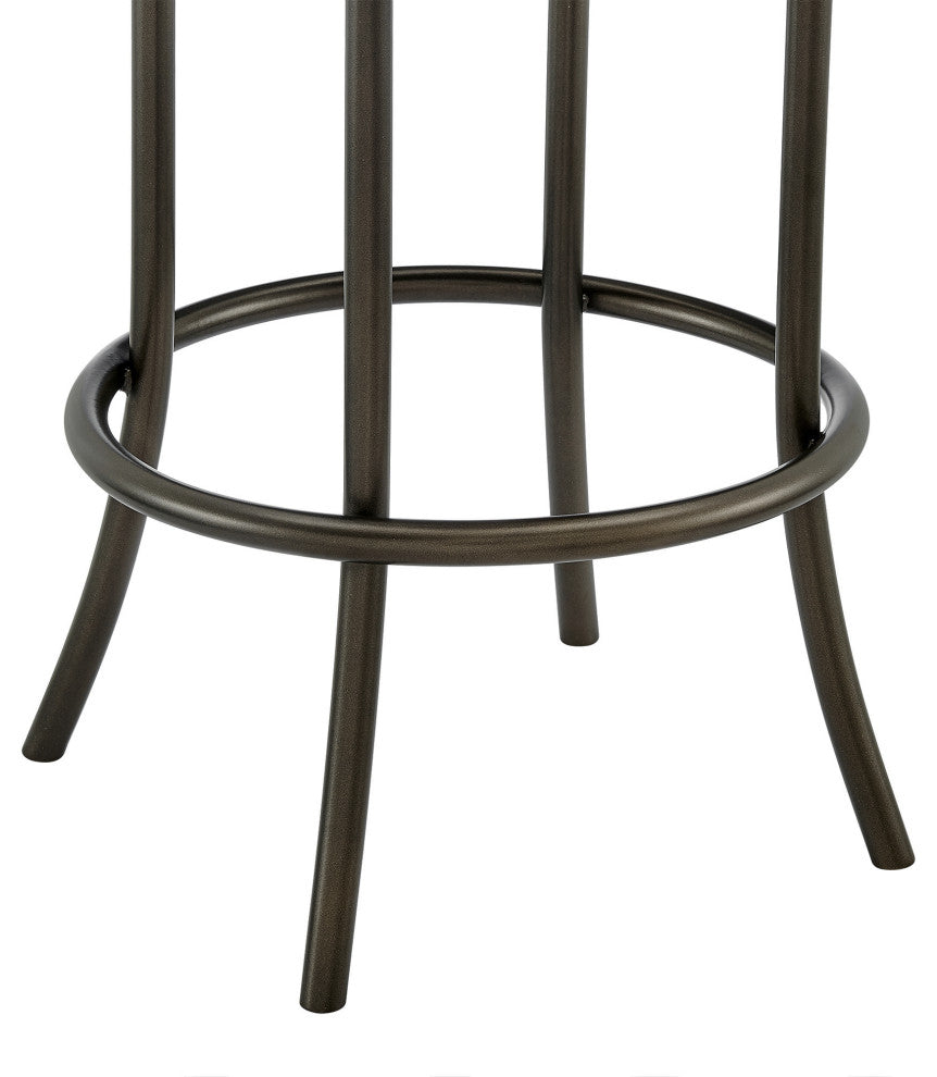 Natya Swivel Stool in Mocha Finish With Brown Faux Leather, 30"