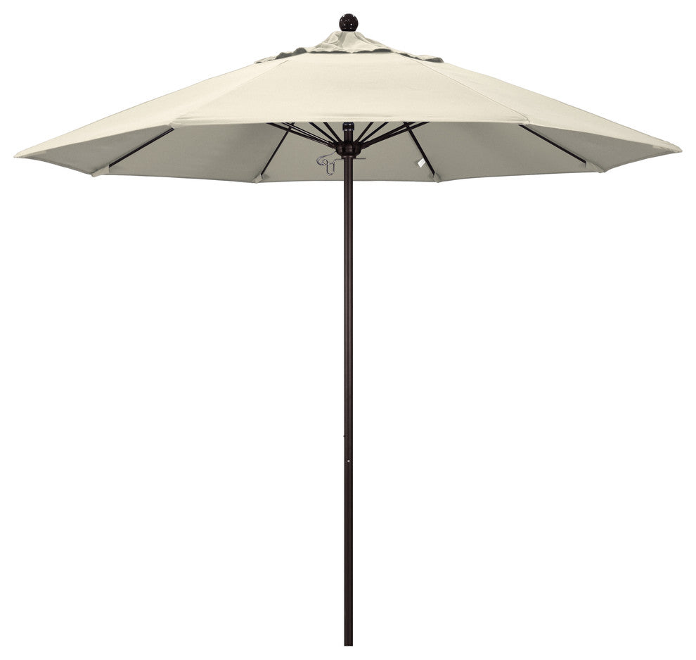 9' Bronze Push Lift Fiberglass Rib Aluminum Umbrella, Olefin, Antique Beige