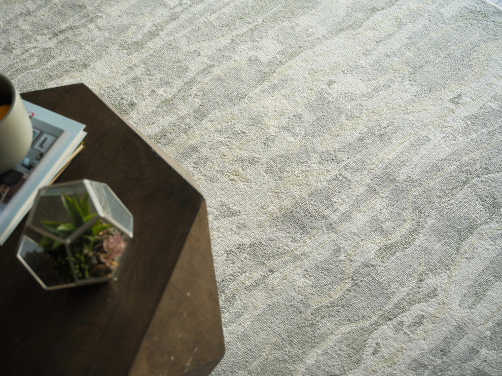 Cortero Handmade Hand Tufted New Zealand Wool Green/Ivory Area Rug, 8'x10'