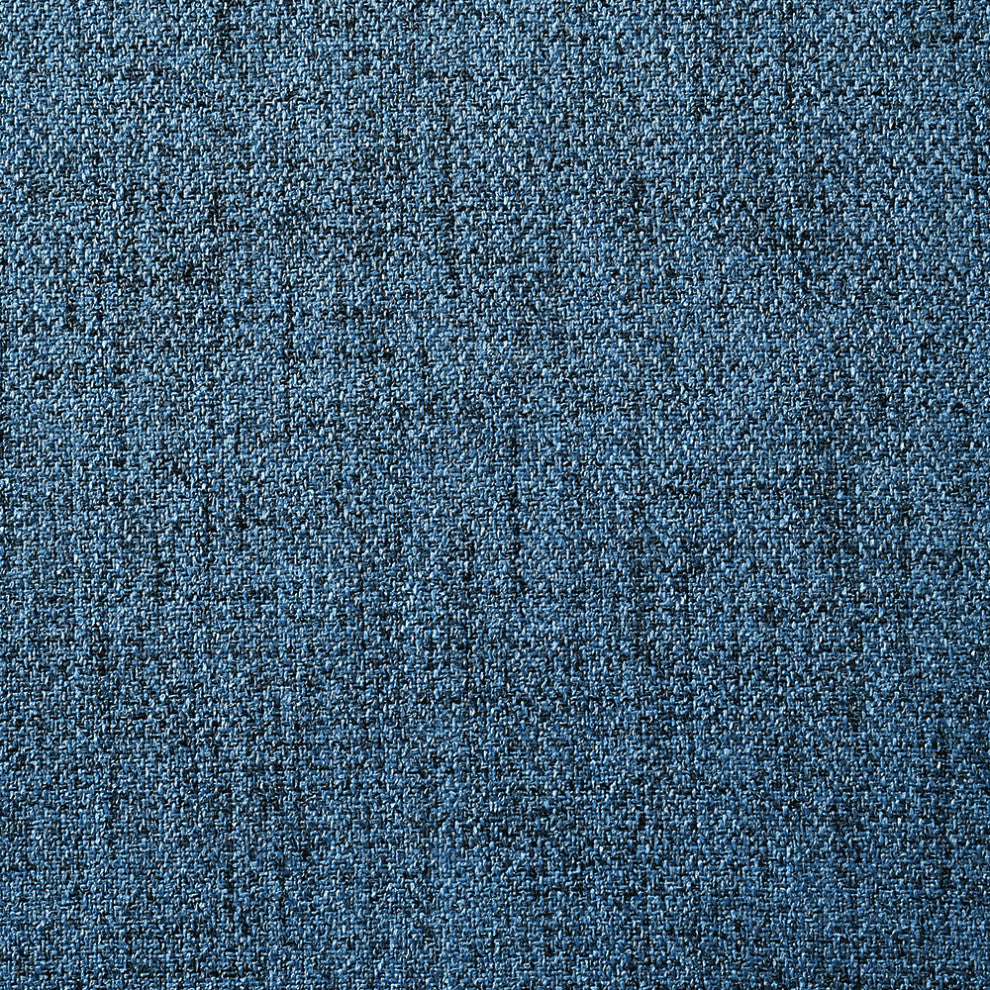 Santana 7-Piece Round Walnut Wood Dining Table Set With Blue Fabric