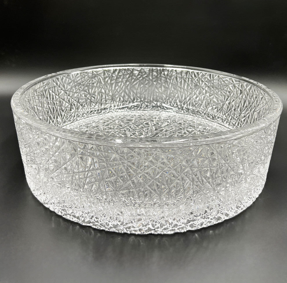 CastelloUSA Stadium Round Glass Crystal Bathroom Vessel Sink Basin, Clear, 16"