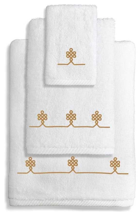 Lattice 3-Piece Towel Set, White & Gold, 13"x13"