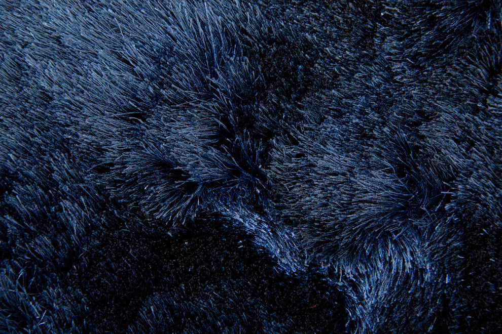 Weave & Wander Armada Plush Shag Rug, Dark Blue, 8'x8' Round