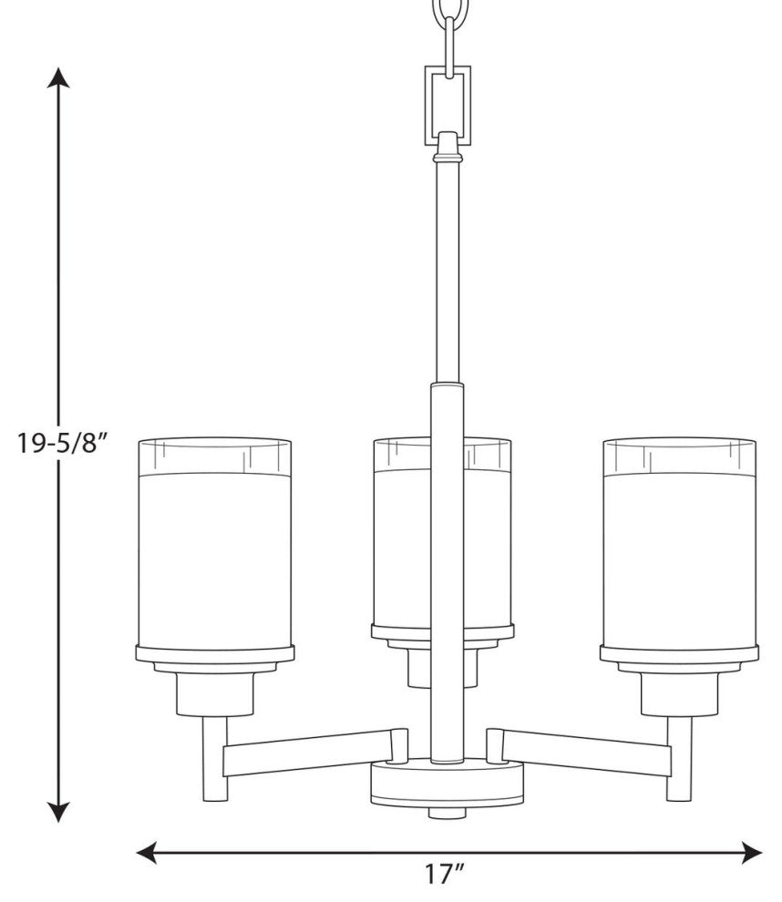 Alexa Collection 3-Light Chandelier, Antique Bronze