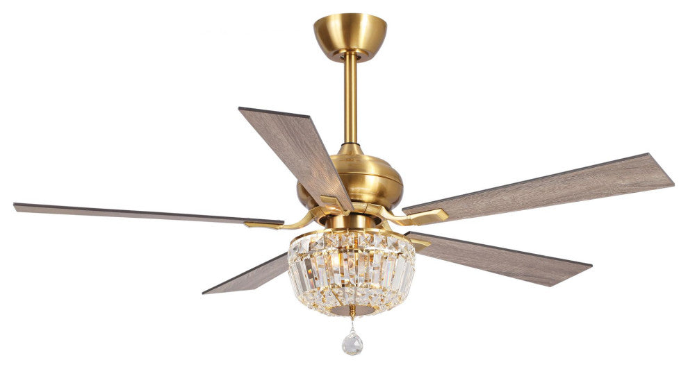 52 in Crystal Ceiling Fan with Remote Control in Gold