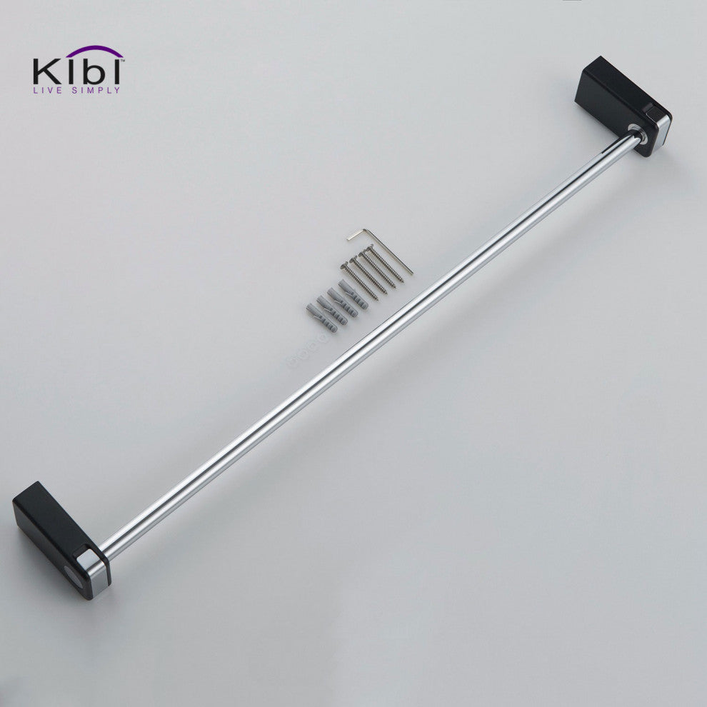 Artis Bathroom Hardware Accessory Towel Bar With Hook, Chrome Black