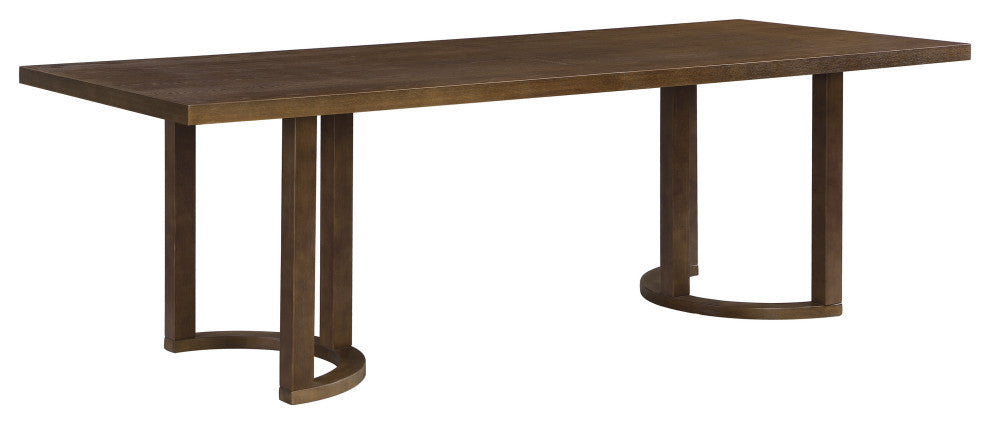 GDF Studio 95" Rubberwood Dining Table With U-Shaped Legs, Walnut