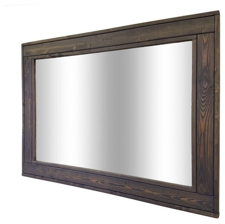 Herringbone Stained Vanity Mirror, Classic Gray, 42"x30", Horizontal