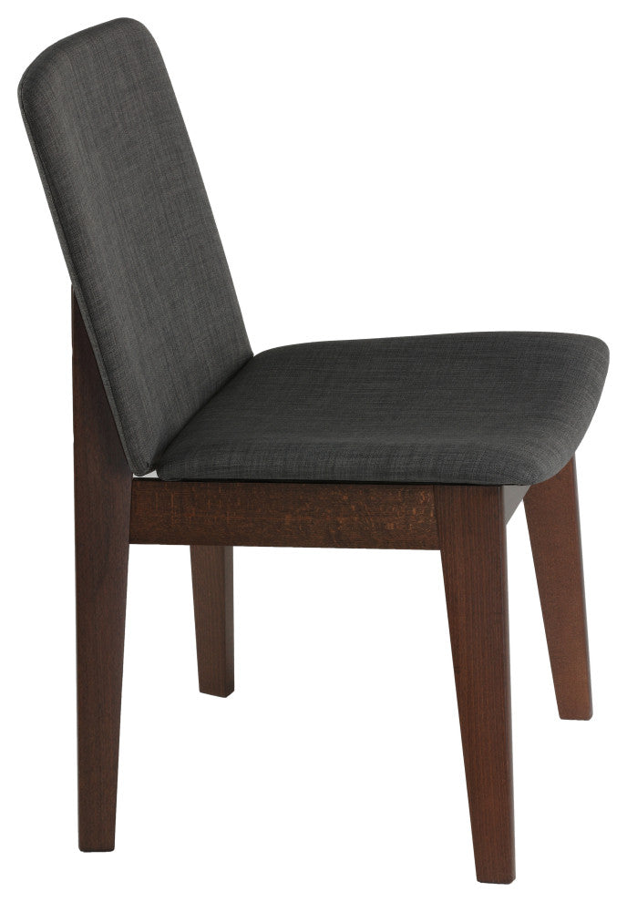 Cortesi Home Bjorn Dining Chair, Charcoal Fabric, Walnut Finish, Set of 2