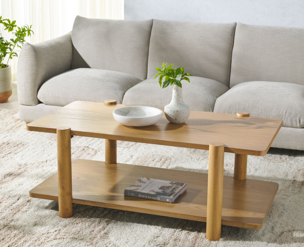 Safavieh Couture Edisyn 2 Shelf Wood Coffee Table, Natural
