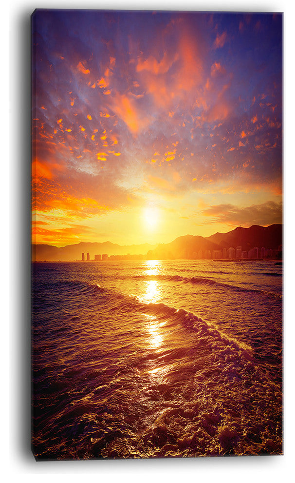 "Cullera Playa Los Olivos Beach" Modern Beach Wall Art, 1 Panel, 28"x60"