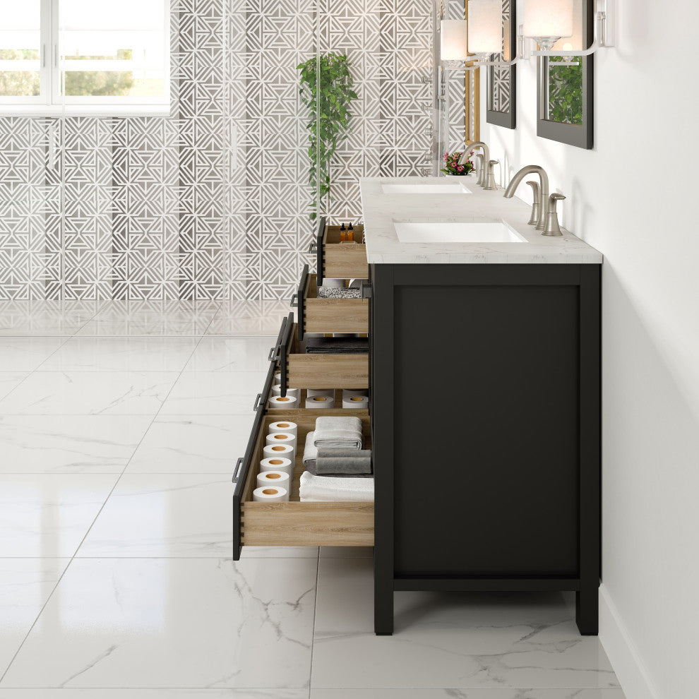 Aberdeen 84" Espresso Double Sink, Quartz Top