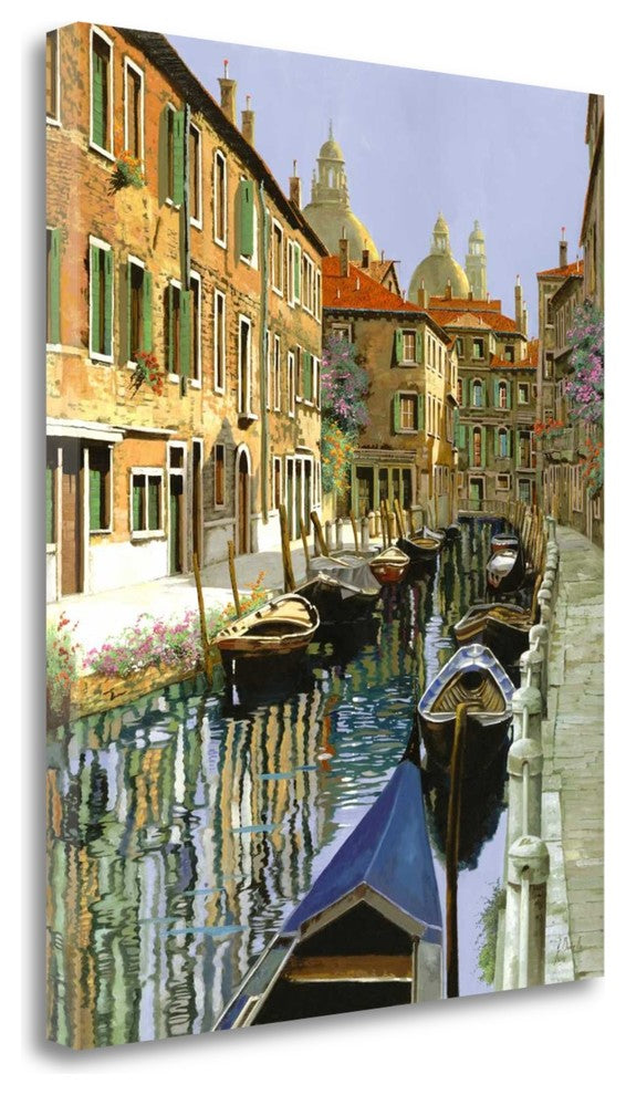 "La Barche Sul Canale" By Guido Borelli, Giclee Print on Gallery Wrap Canvas