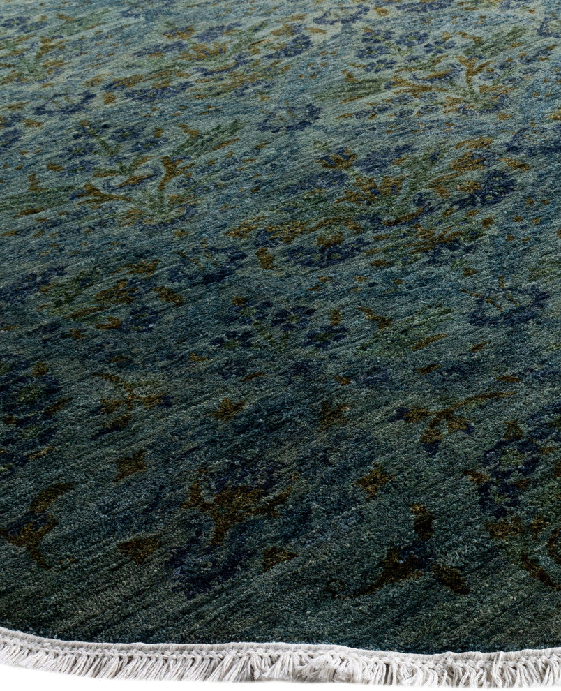 Overdyed One-of-a-Kind Hand-Knotted Area Rug Green, 10' 1" x 10' 1"