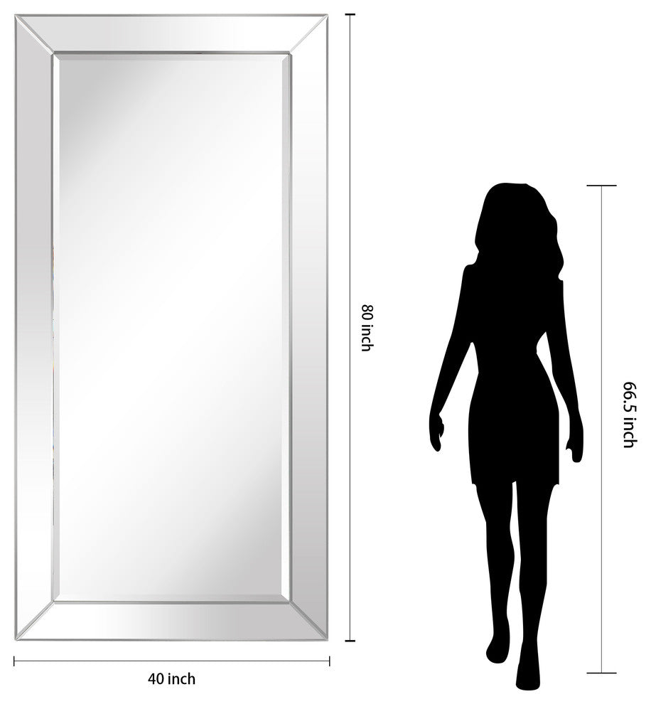 Moderno Beveled Leaner, Large Floor Mirror, 1"-Beveled Center Mirror, 80"x 40"