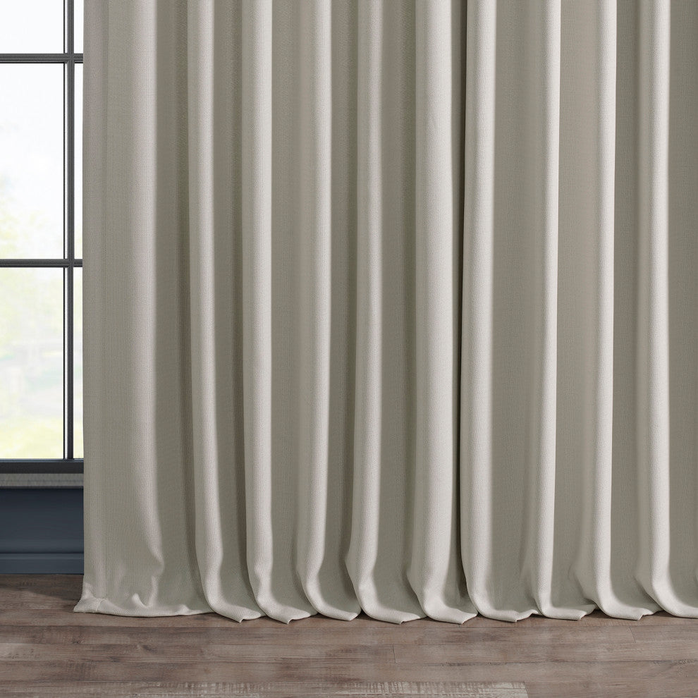 Faux Linen Extra Wide Room Darkening Curtain Single Panel, Birch, 100"x108"