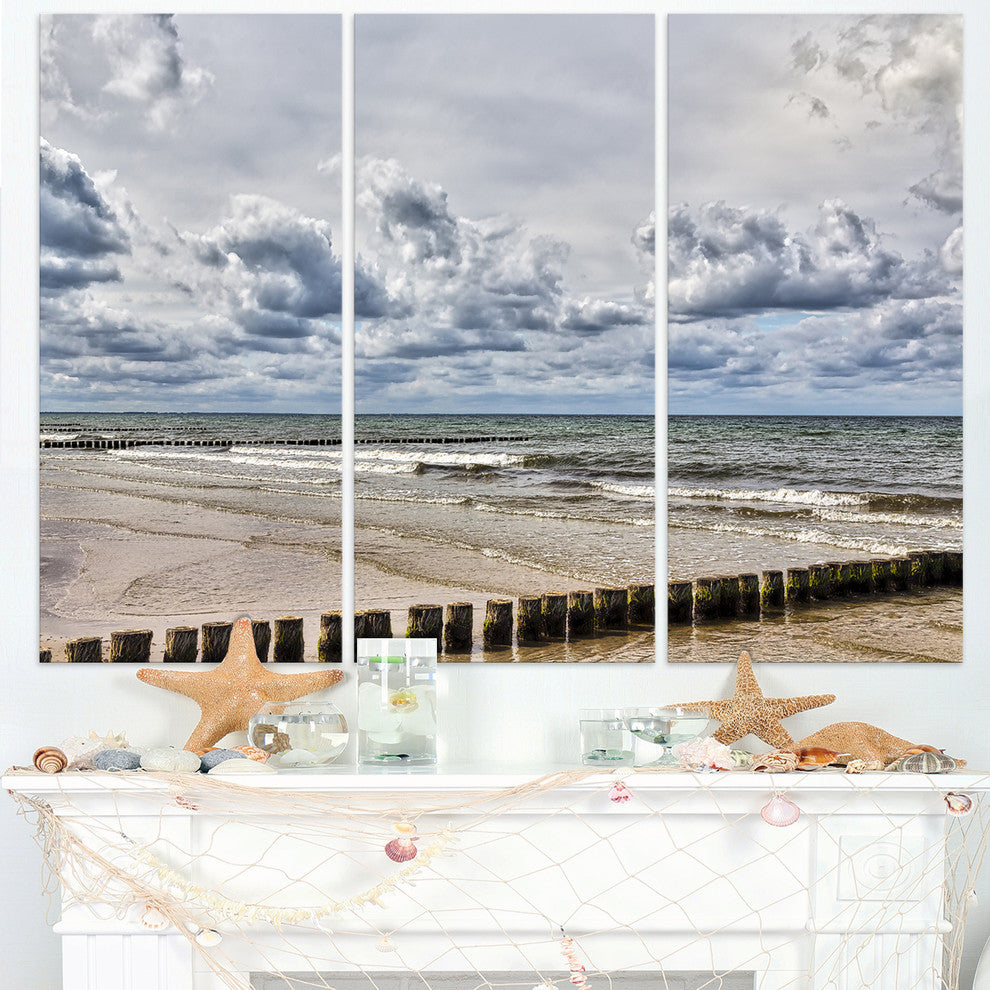 "Stormy Weather in Hiddensee Sea" Wall Art, 3 Panels, 36"x28"